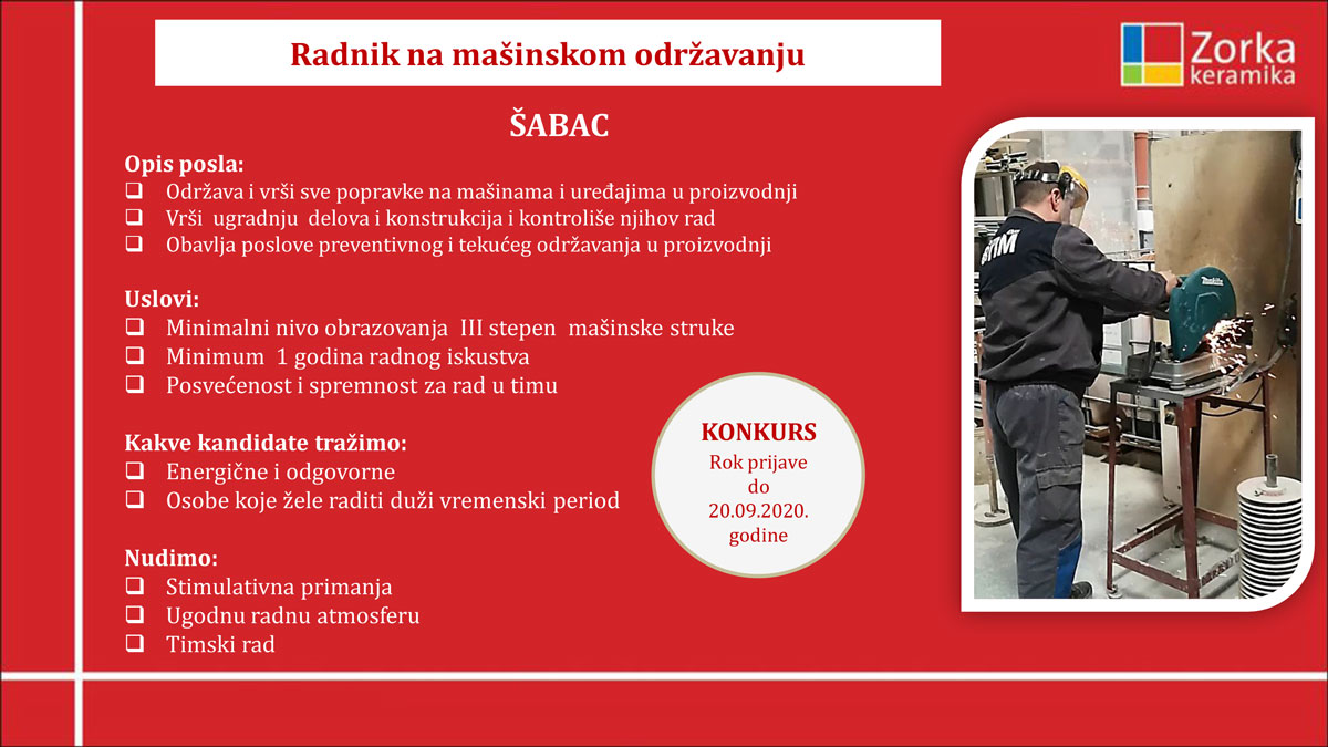 OGLAS Template Smenski radnik na masinskom odrzavanju 2020